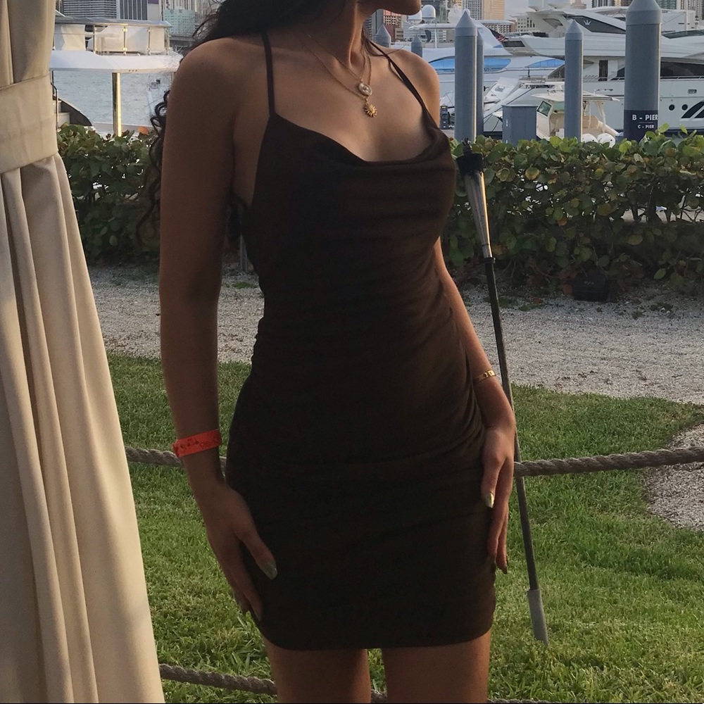 Zara Brown Cocktail dress w/ cowl neck